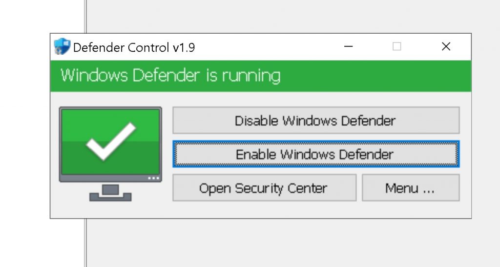 windows defender control