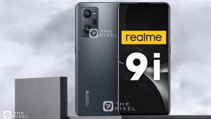 Realme 9i kết xuất cho thấy ba camera ở mặt sau, đầu đọc dấu vân tay gắn bên